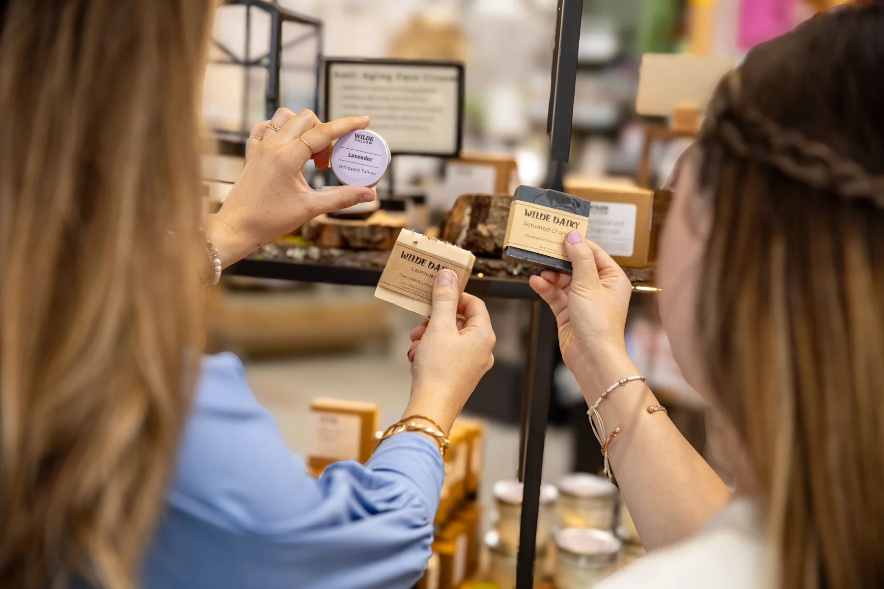 Shoppers browsing soaps and self-care products in Salisbury